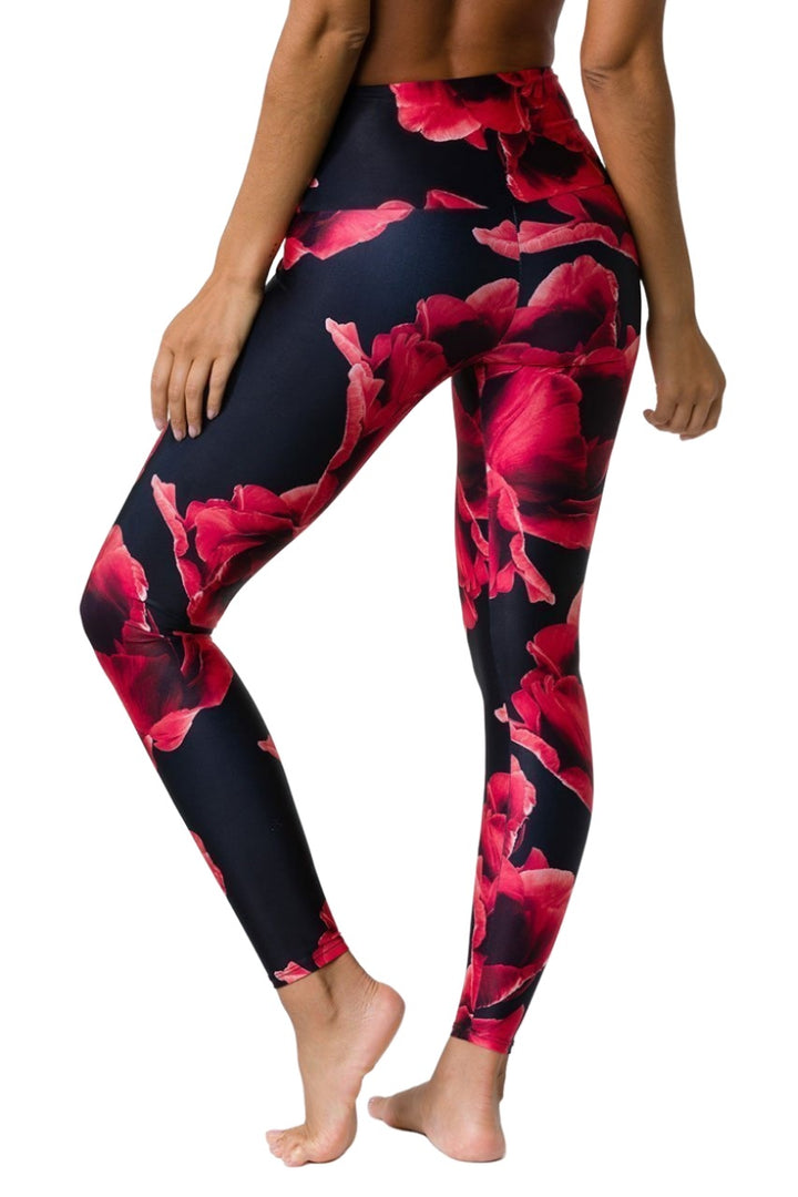 Onzie Hot Yoga High Rise Legging 228 - Volcanic Flower - Rear View