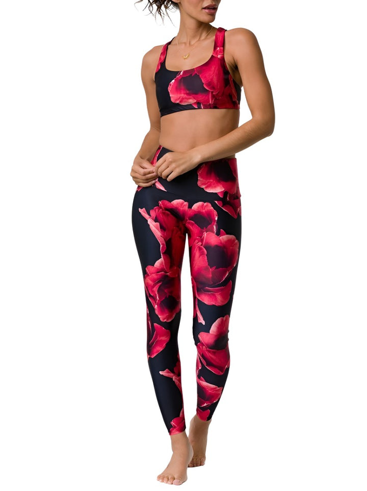 Onzie Hot Yoga High Rise Legging 228 - Volcanic Flower - Full Front View