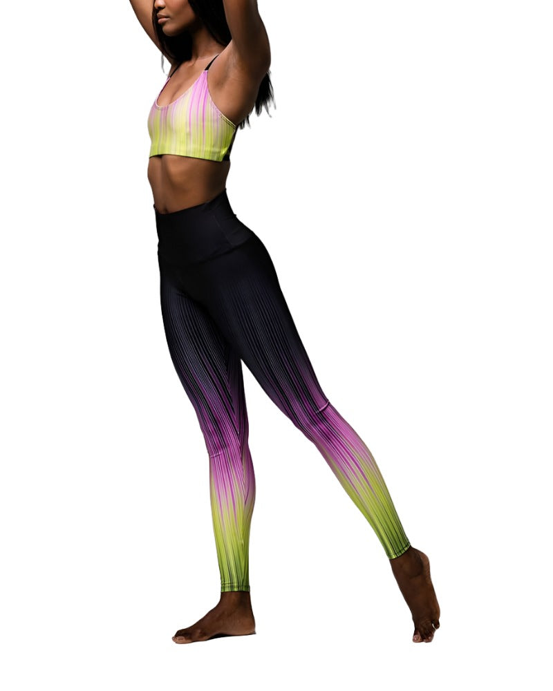 Onzie Hot Yoga X Back Elastic Bra Top 377 - Pinstripe - Rear View