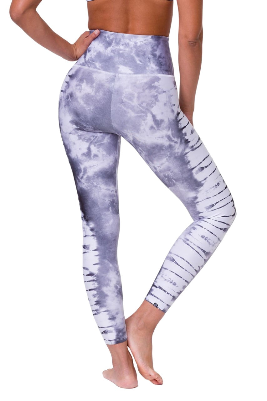 Onzie Hot Yoga High Rise Legging 228 - Light Grey Tie Dye - Back View