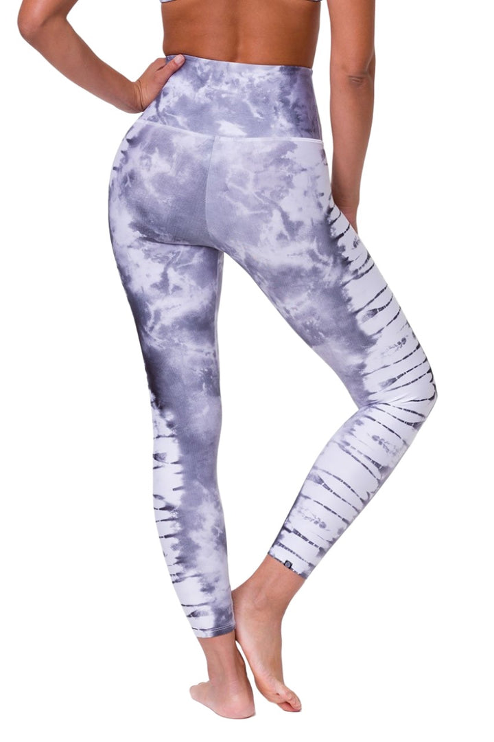 Onzie Hot Yoga High Rise Legging 228 - Light Grey Tie Dye - Back View