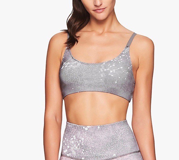 Onzie Graphic Elastic Back Bra 382 - Grey Constellation - Front View