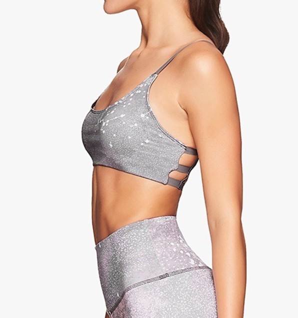 Onzie Graphic Elastic Back Bra 382 - Grey Constellation - Side View