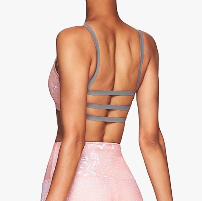 Onzie Graphic Elastic Back Bra 382 - Blush - Constellation - Rear View