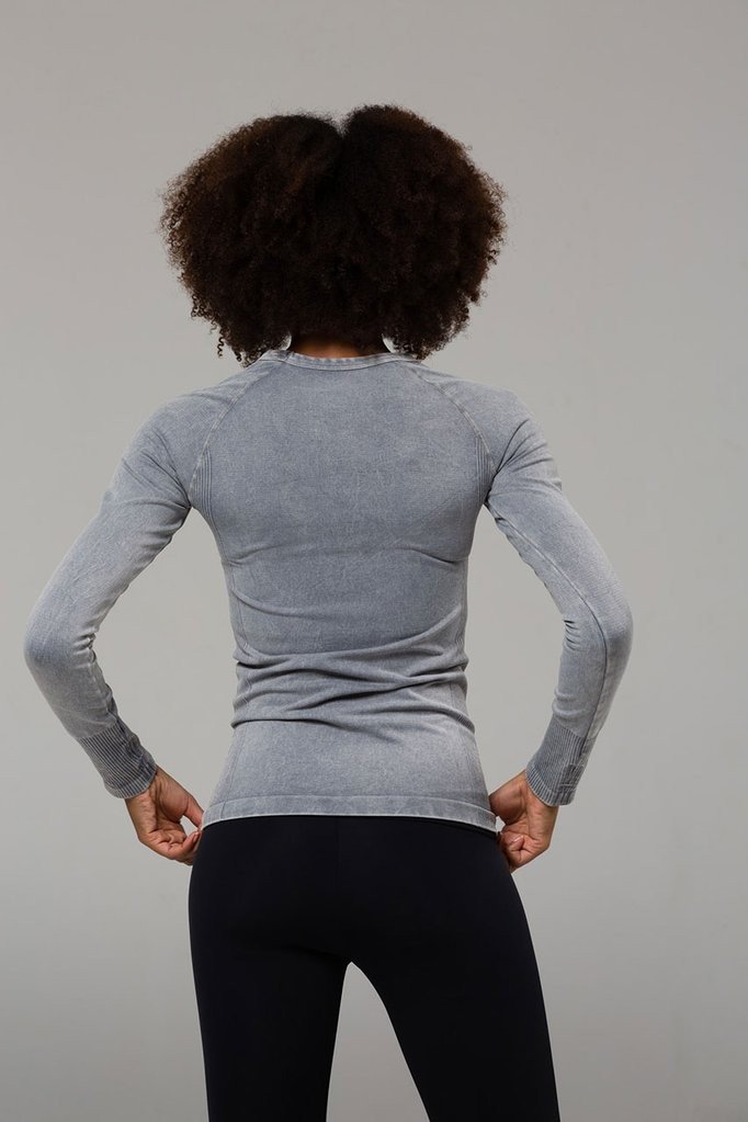 Onzie Hot Yoga Seamless Stone Wash Long Sleeve Top 3074 - rear view