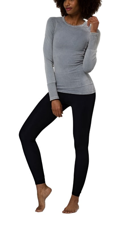 Onzie Hot Yoga Seamless Stone Wash Long Sleeve Top 3074 - front alt view