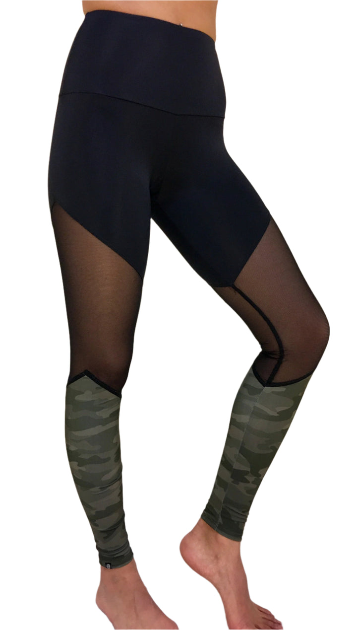 Onzie High Rise Track Legging 2046 - Moss Camouflage - side view