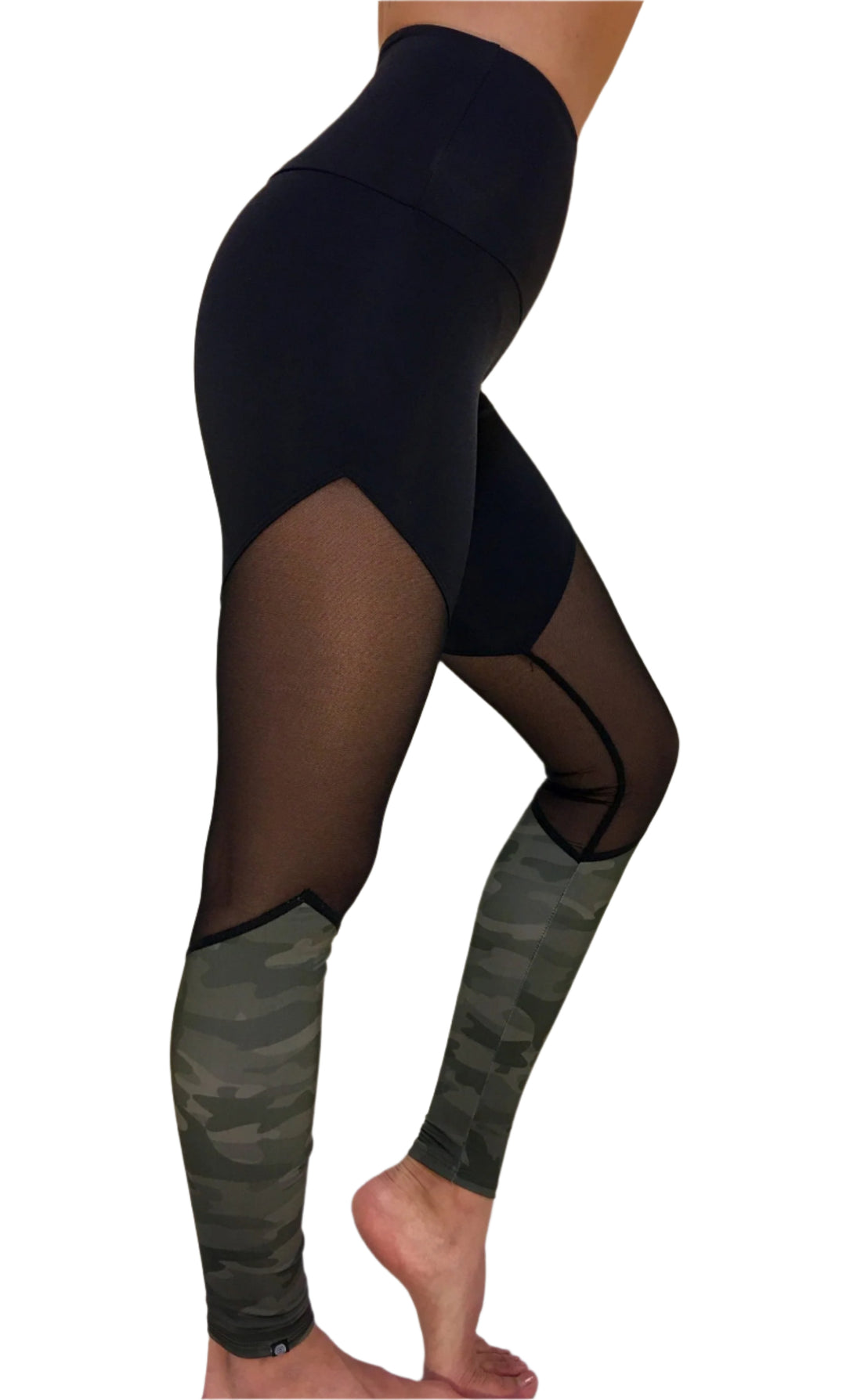 Onzie High Rise Track Legging 2046 - Moss Camouflage - side alt view