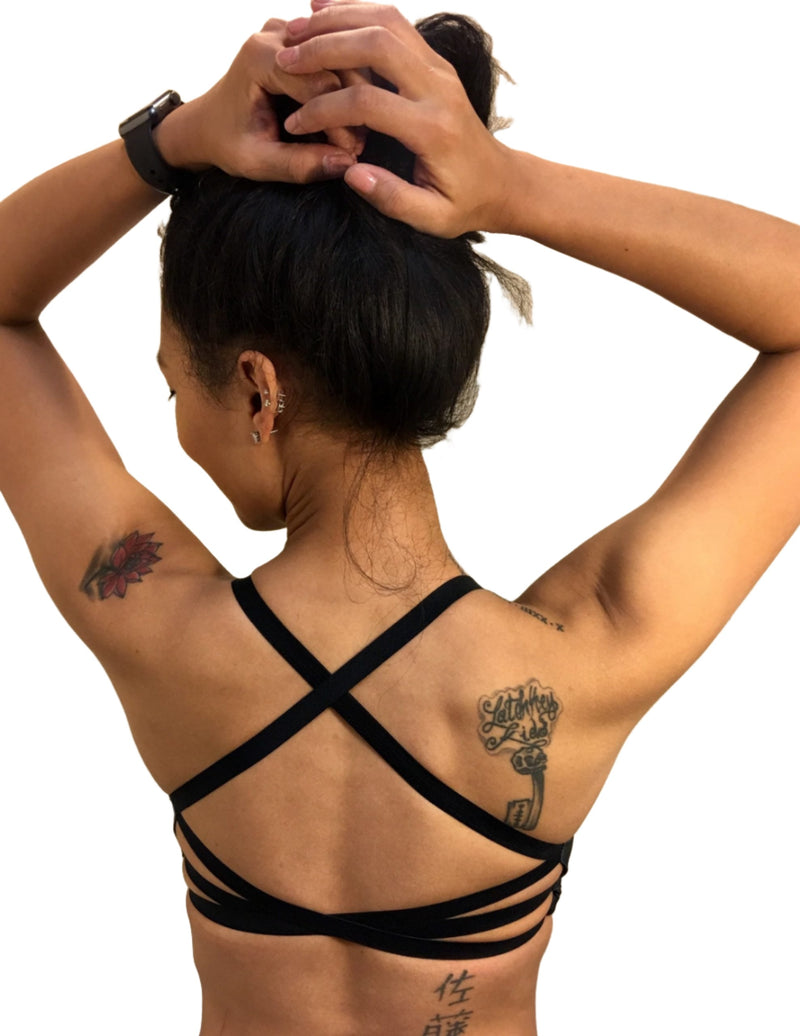 Onzie Hot Yoga X Back Elastic Bra Top 377 - Midnight Anemone - Back View