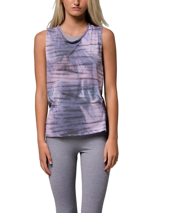 Onzie Hot Yoga Twist Back Top 3602 - Blush Tie Dye - front alt view