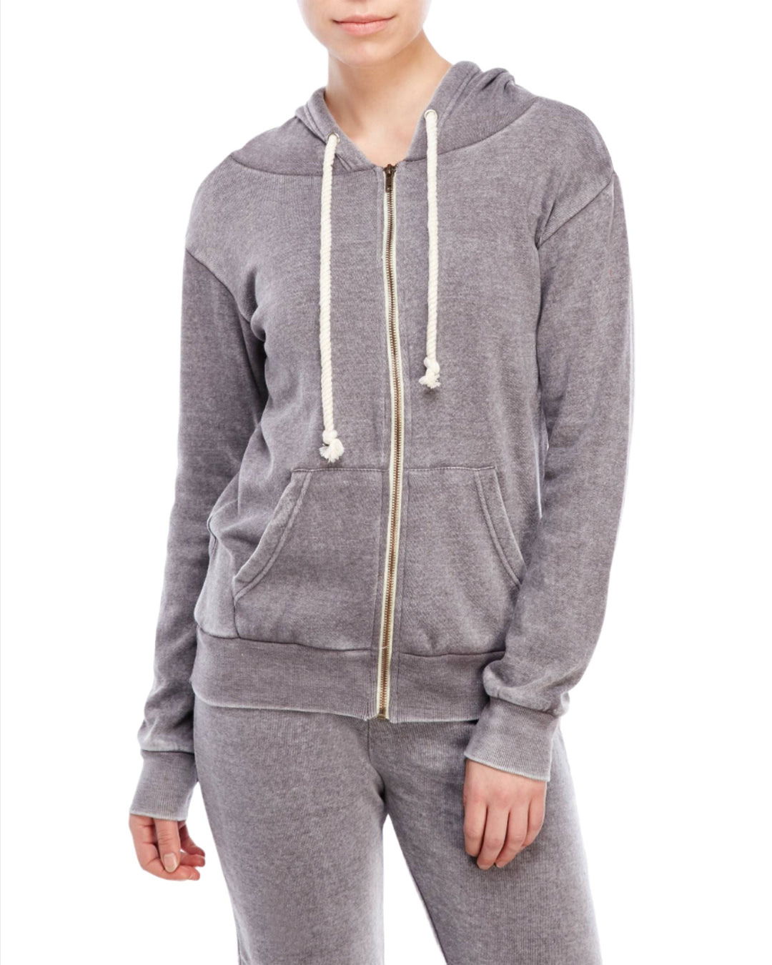 Vintage Havana/Ocean Drive Burnout Burnout Zip Hoodie OD1479 Steel Grey - front alt  view 1