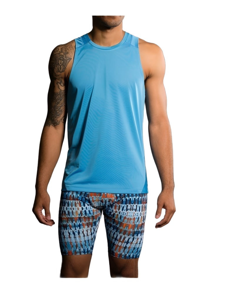 Onzie Hot Yoga Mens Muscle Tank 700 - Mykonos - front view