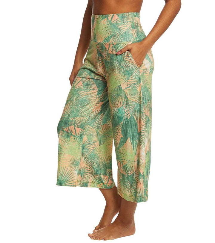 Onzie Wide Leg Crop Pant 2102 - Retro Palm - side view