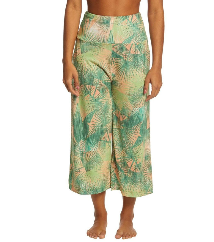 Onzie Wide Leg Crop Pant 2102 - Retro Palm - front view