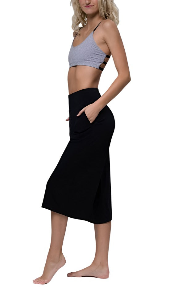 Onzie Wide Leg Crop Pant 2102 - Black - side alt view