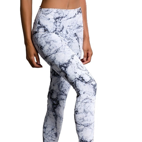 Final Sale Onzie Flow Highrise Basic Capri 2029 - White Marble - side view