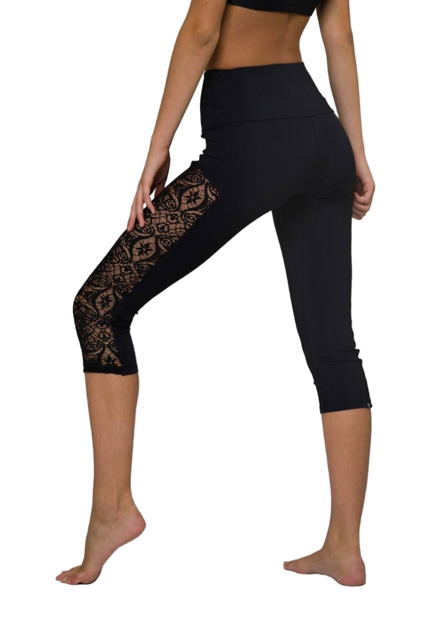 Onzie Hot Yoga High Rise Stunner Capri 2011 - Black Lace - side view