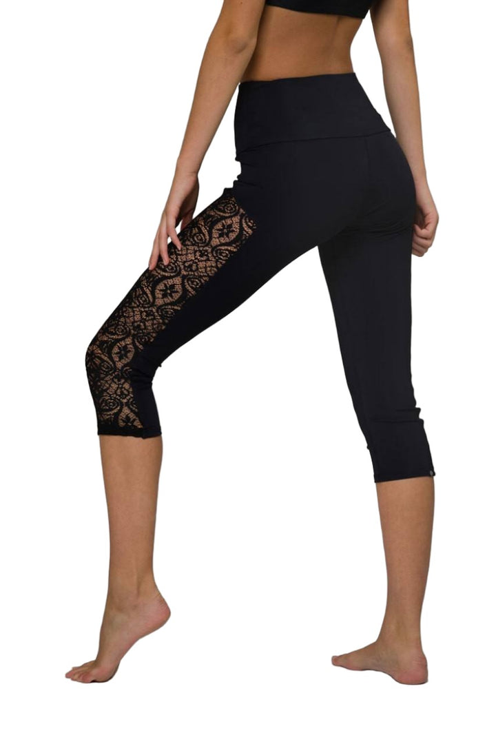 Onzie Hot Yoga High Rise Stunner Capri 2011 - Black Lace - side view