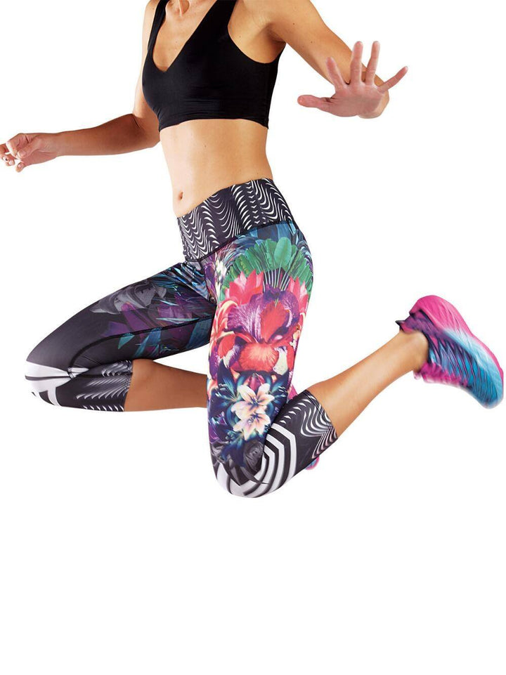 Onzie Hot Yoga Graphic Capri 241 - Tiger Lilly  -  side  alt view
