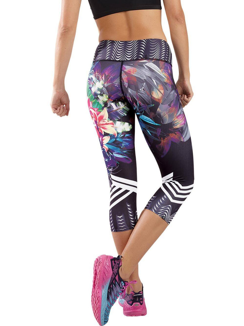 Onzie Hot Yoga Graphic Capri 241 - Tiger Lilly  -  rear  view