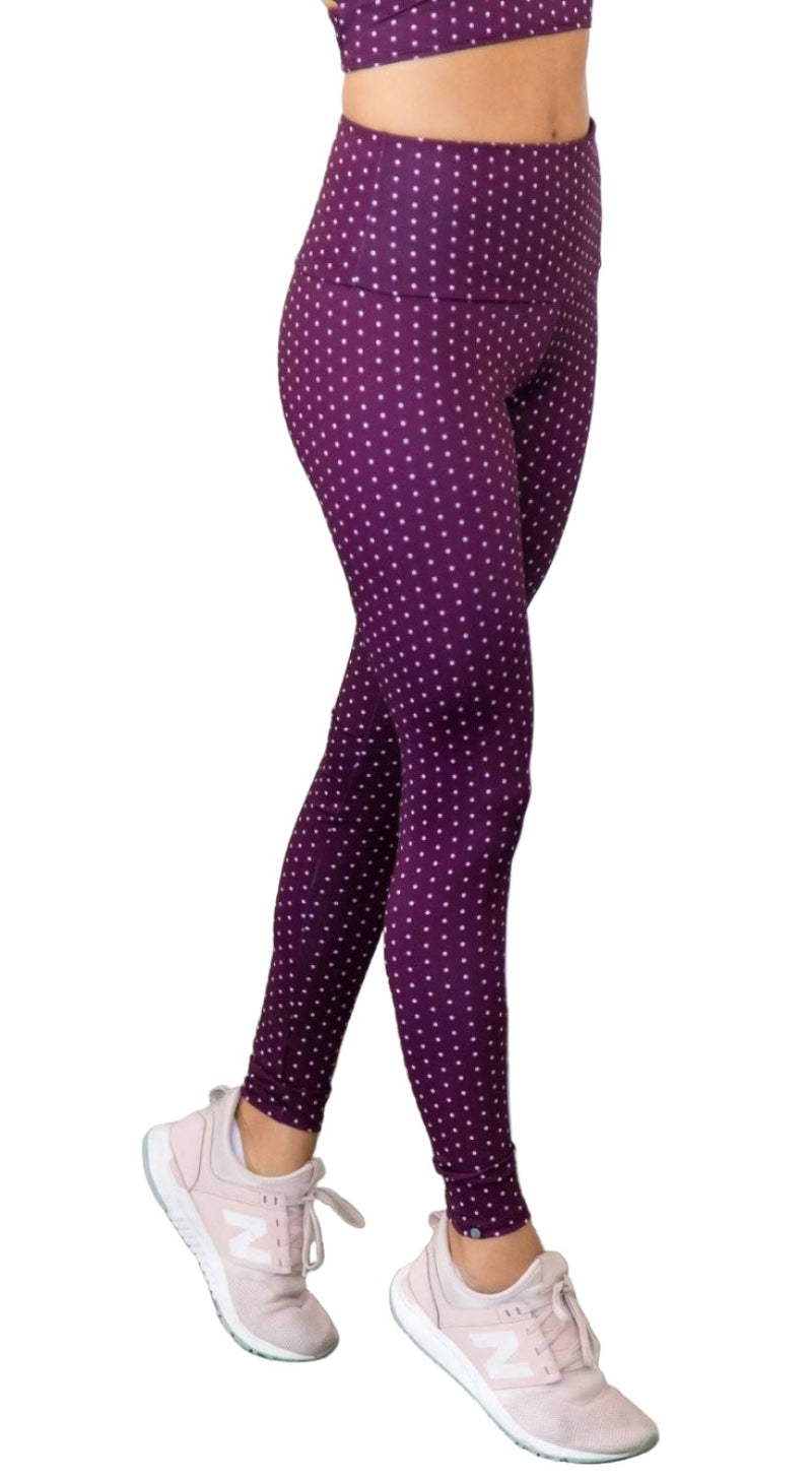 Onzie Hot Yoga High Rise Legging 228 Aubergine Dot (Aubergine Dot, X Small)  at  Women's Clothing store