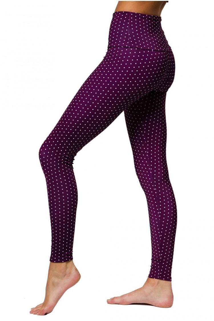 Onzie Hot Yoga High Rise Legging 228 Aubergine Dot