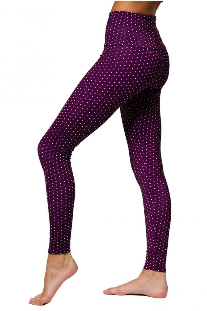 Onzie Hot Yoga High Rise Legging 228 Aubergine Dot