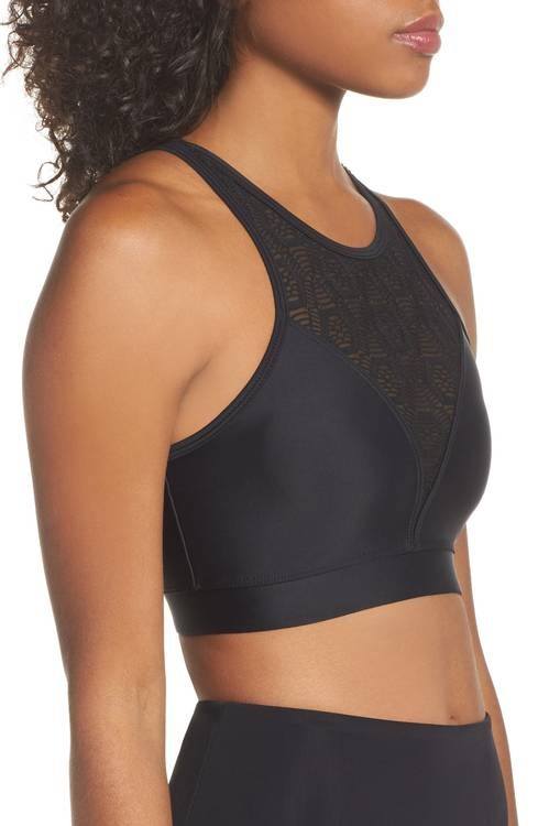 Onzie Hot Yoga High Neck Bra 3640 - Black Diamond - rear view