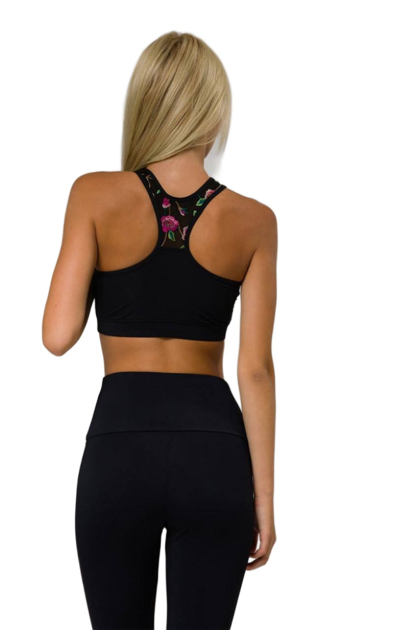 Onzie Hot Yoga High Neck Bra 3640 - Embroidery - rear view