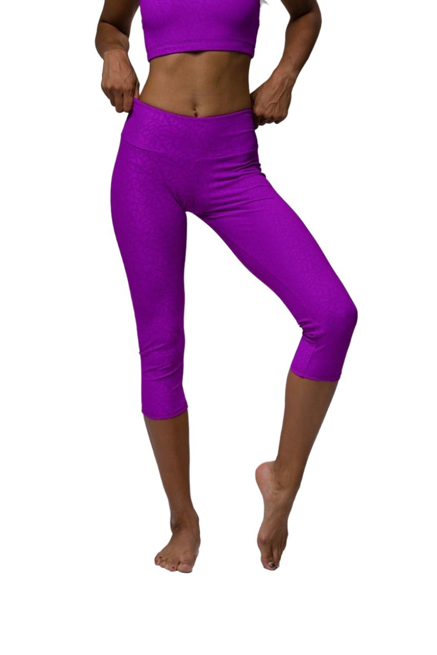 Onzie Hot Yoga Capri 202 Electric Purple  Pandora - front view