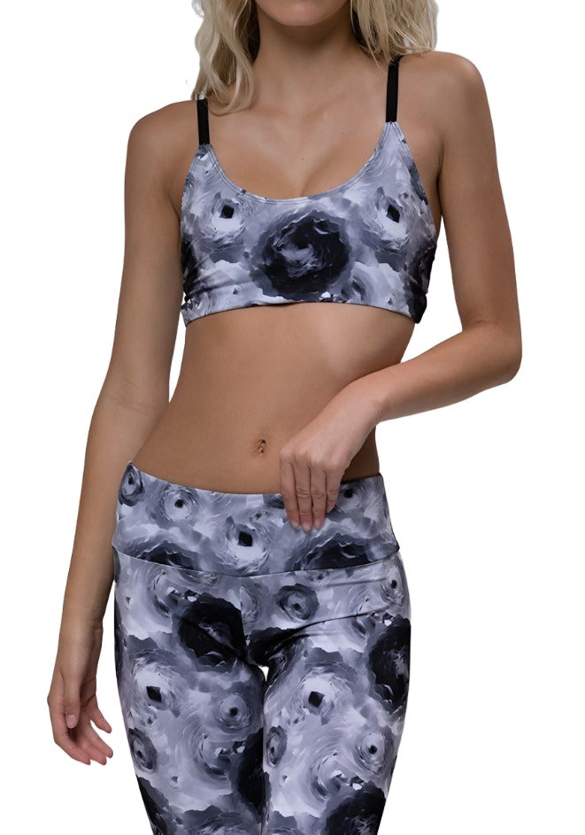 Onzie Hot Yoga Elastic Cage Bra Top 316 - Flora - front view