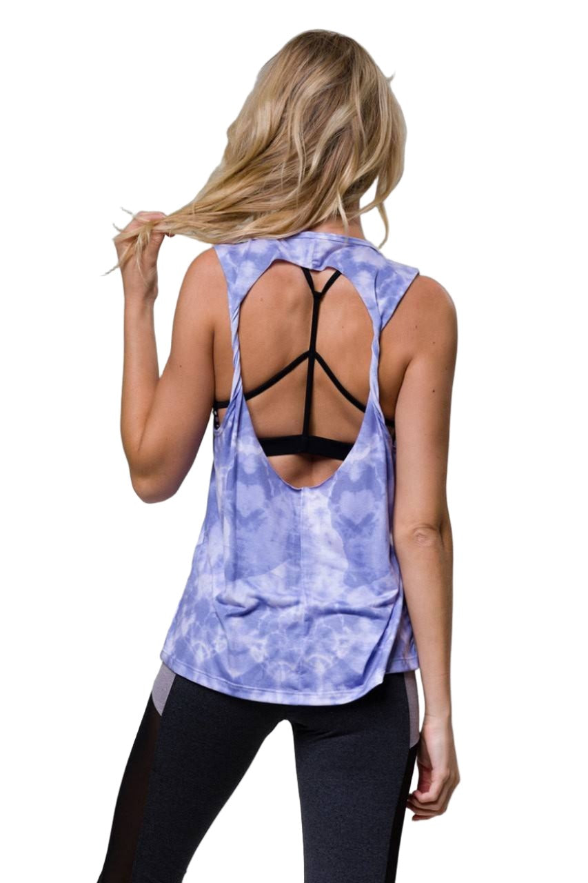 onzie hot yoga oceana twist back tops - Oceana - side view