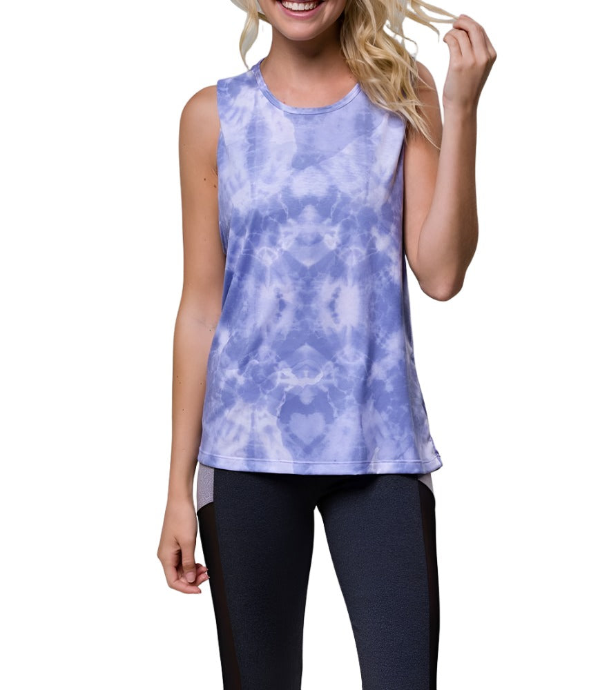 onzie hot yoga twist back tops online 3602 - oceana - front view