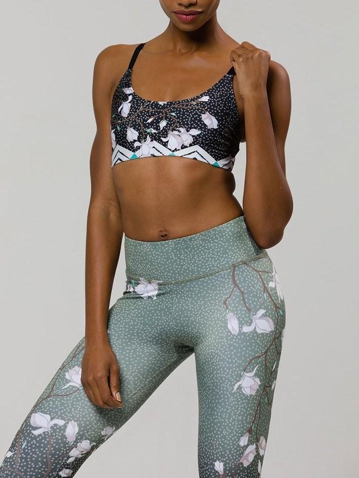 Onzie Graphic Elastic Back Bra 382 - Blossom - Front View