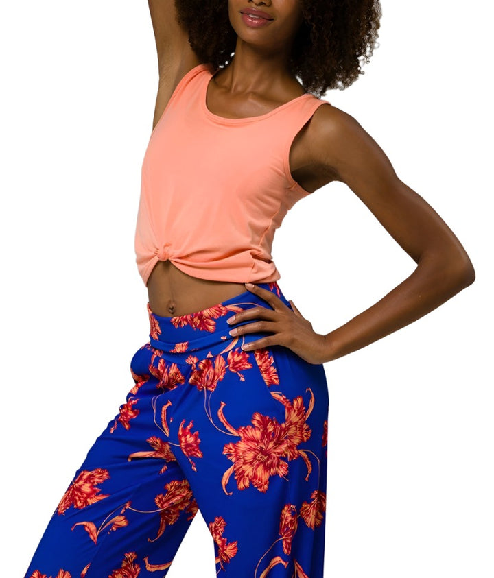 Onzie Hot Yoga Knot Crop Top 3050 - Peach - front view