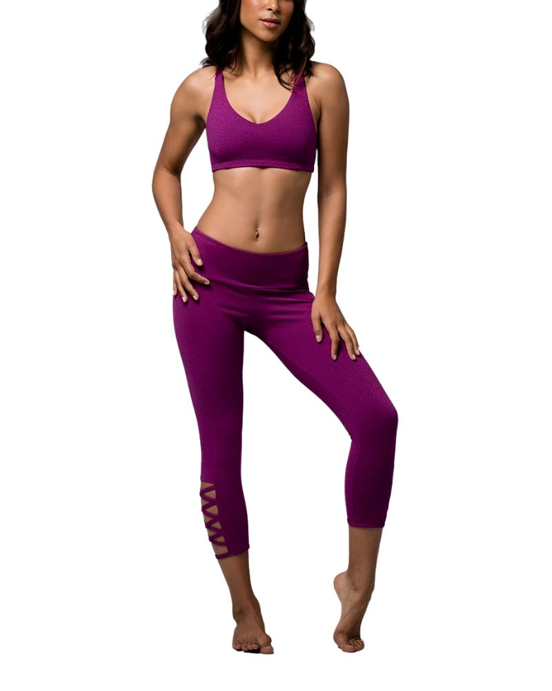 Onzie Hot Yoga Weave Bra Top 3054 - Magenta - Front Full View