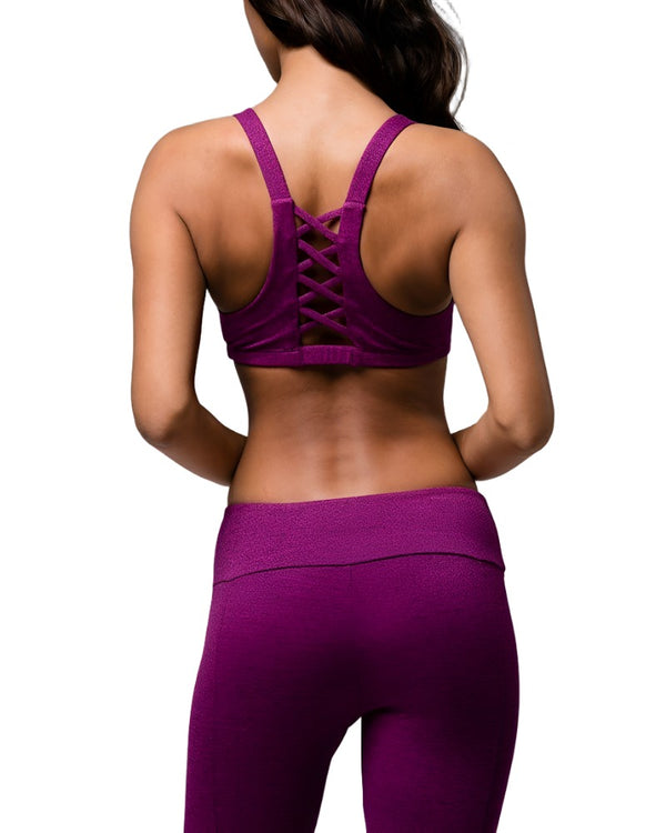 Onzie Hot Yoga Weave Bra Top 3054 - Magenta - Back View