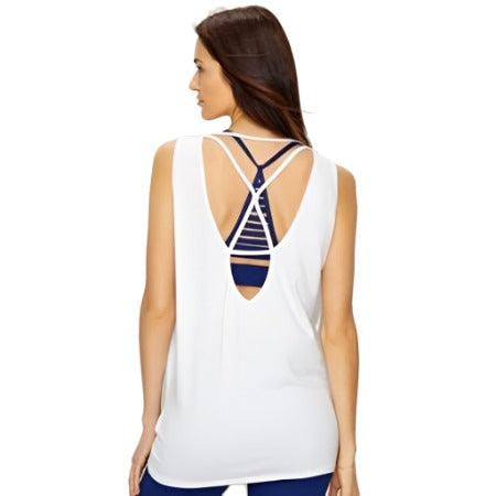 Onzie Hot Yoga Yama Top 3065 - White - rear view