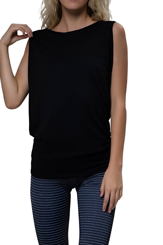 Onzie Hot Yoga Yama Top 3065 - Black - rear view