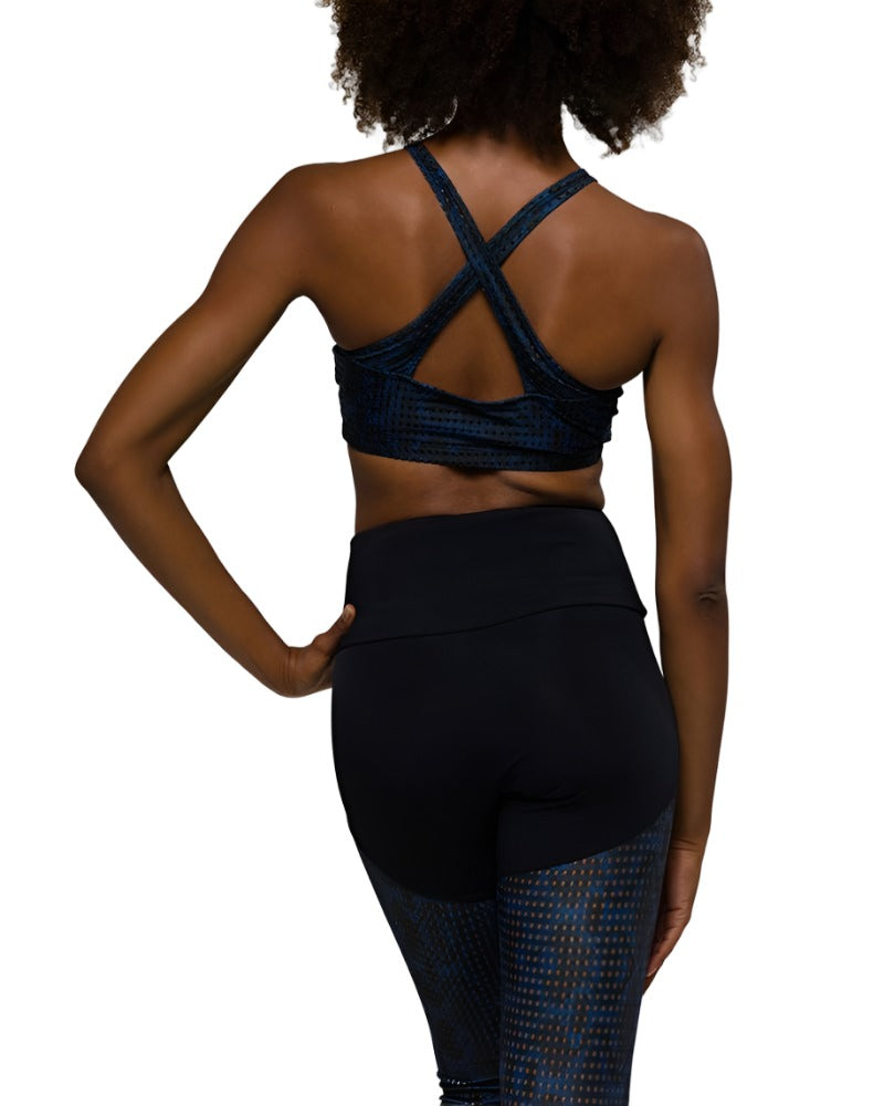 Onzie Flow Heart Bra 3082 - Navy Python Peep - rear view