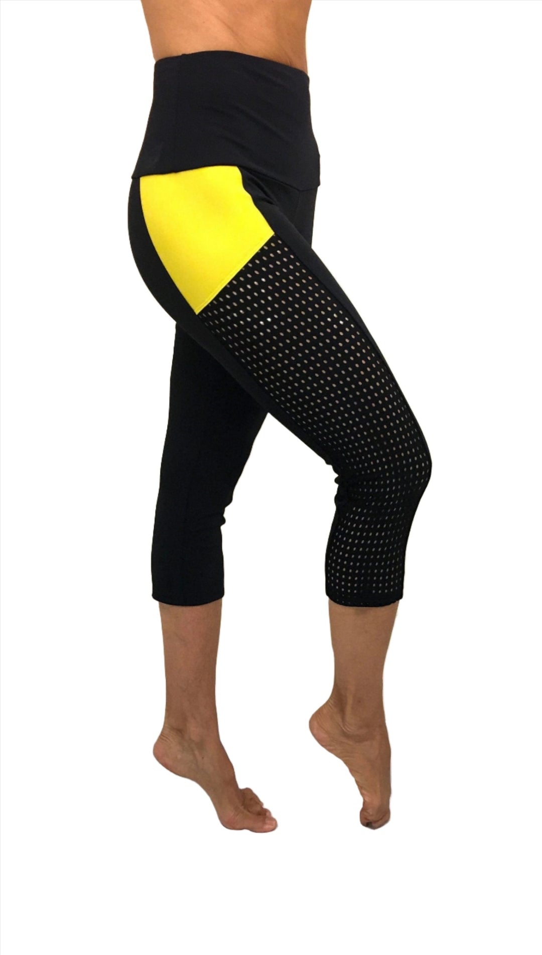 Onzie Hot Yoga High Rise Stunner Capri 2011 - Banana - side view