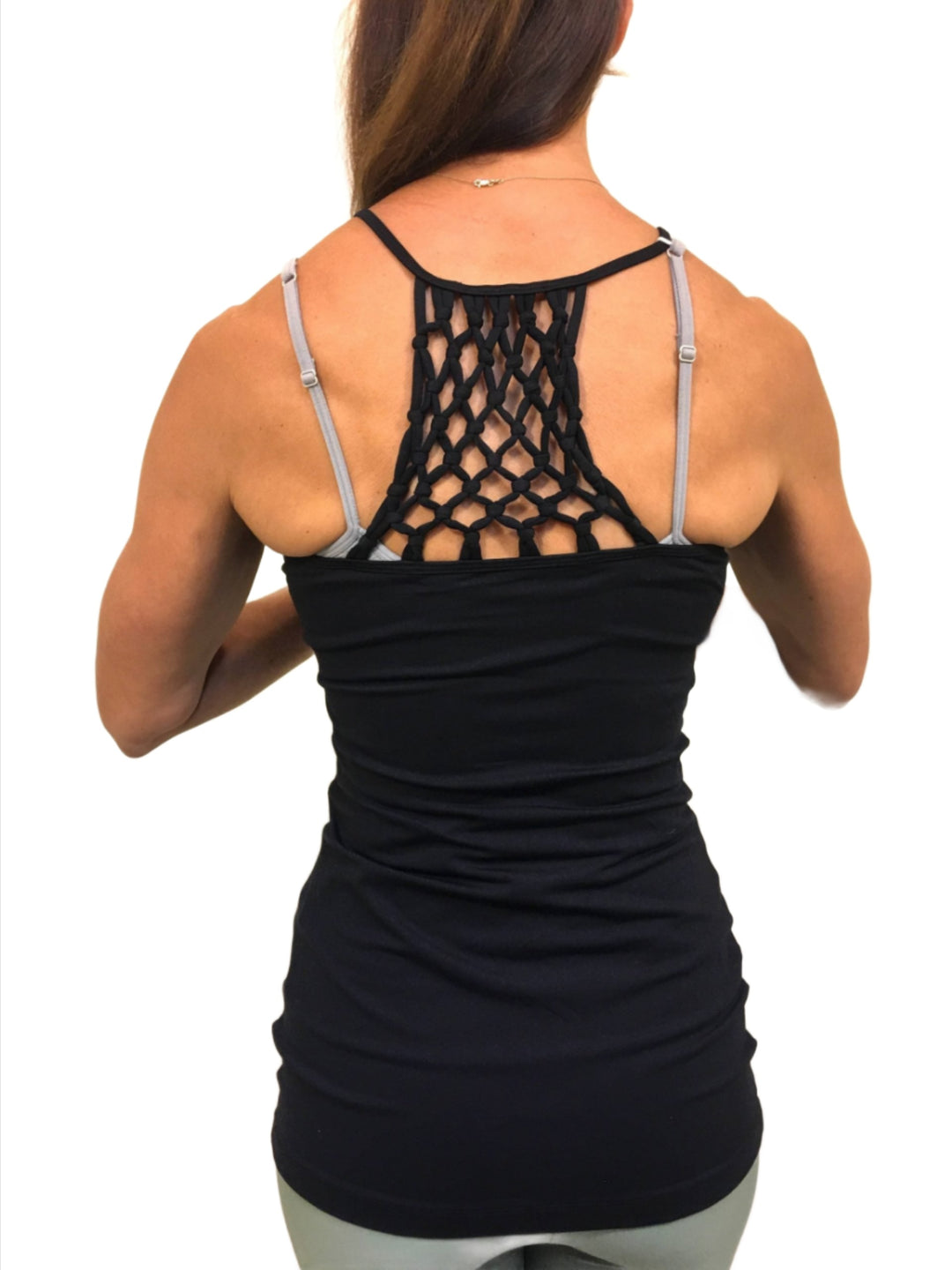 Onzie Flow Padded Fisherman's Net Tank 313 Assorted - Black - rear view