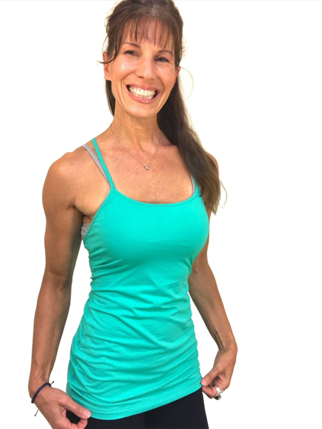 Onzie Flow Padded Fisherman's Net Tank 313 Assorted - Sage - front view