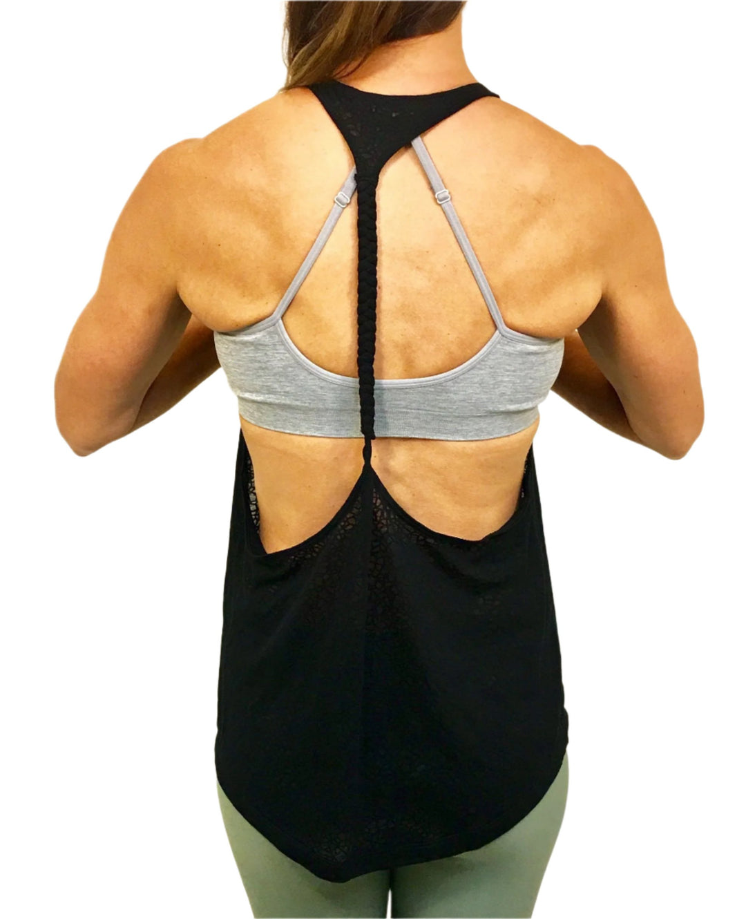 Onzie Flow Mosaic Braid Tank 310 Assorted - Black - rear view