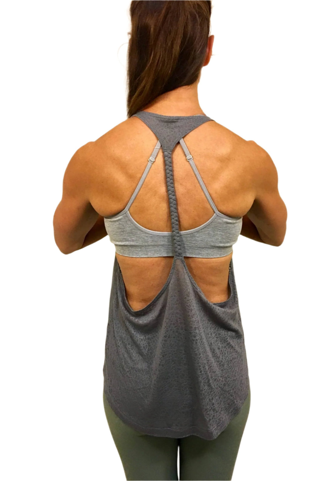 Onzie Flow Mosaic Braid Tank 310 Assorted - Charcoal - rear view