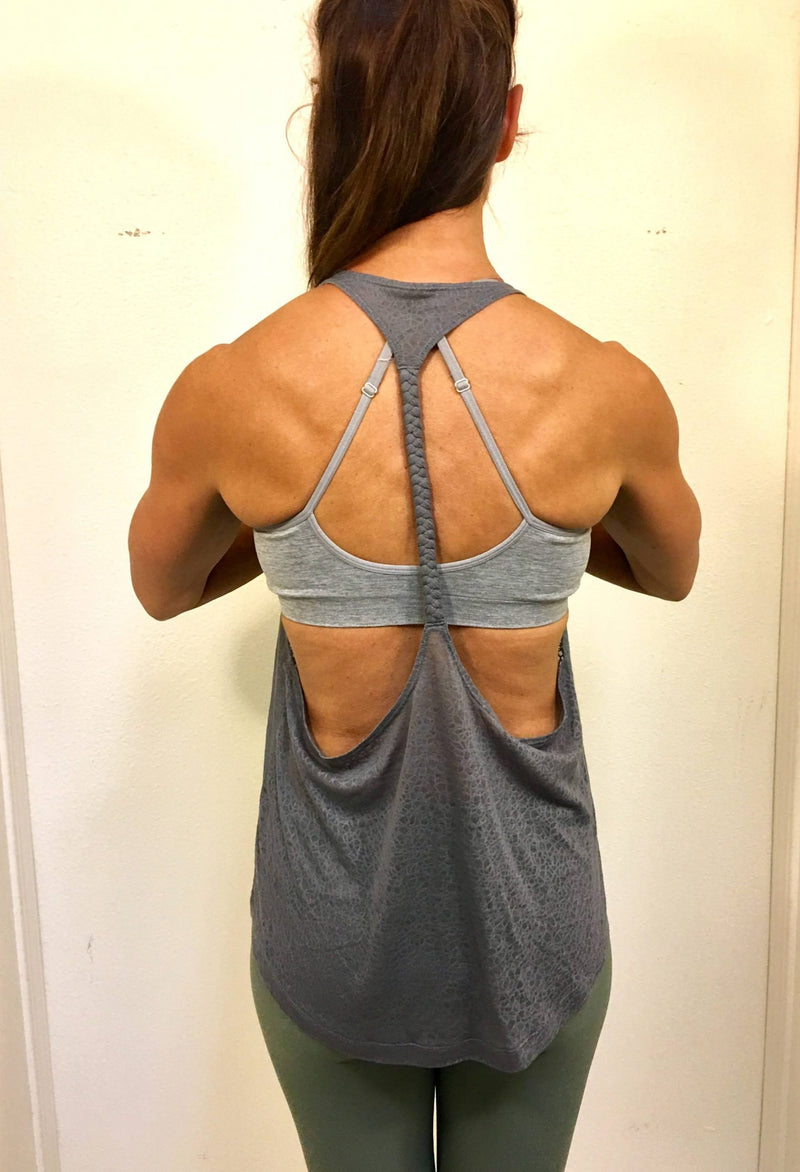 Onzie Flow Mosaic Braid Tank 310 Assorted - Charcoal - rear view
