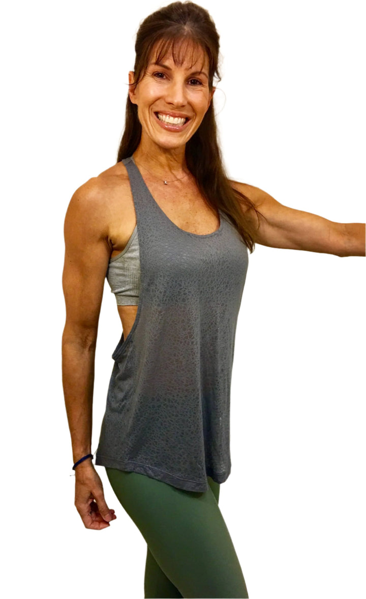 Onzie Flow Mosaic Braid Tank 310 Assorted - Charcoal - front view