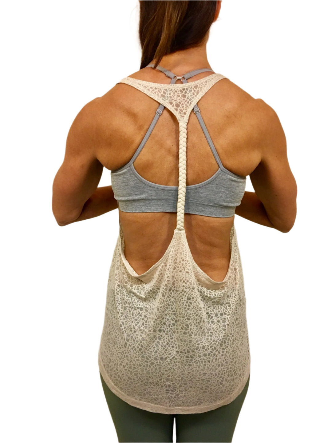 Onzie Flow Mosaic Braid Tank 310 Assorted - Tan - rear view