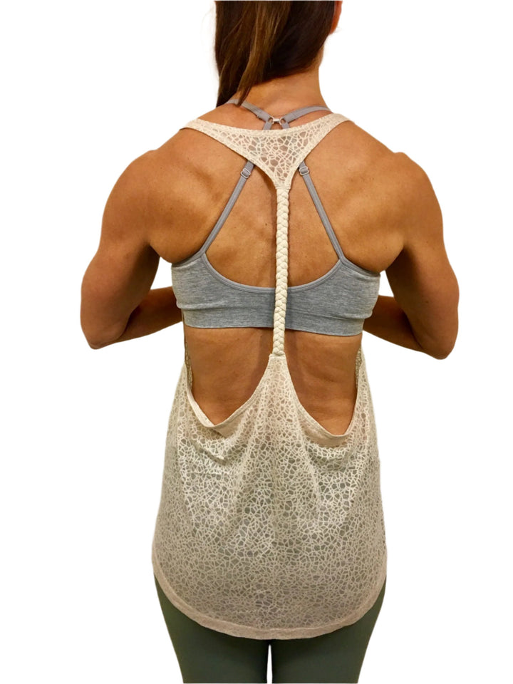Onzie Flow Mosaic Braid Tank 310 Assorted - Tan - rear view