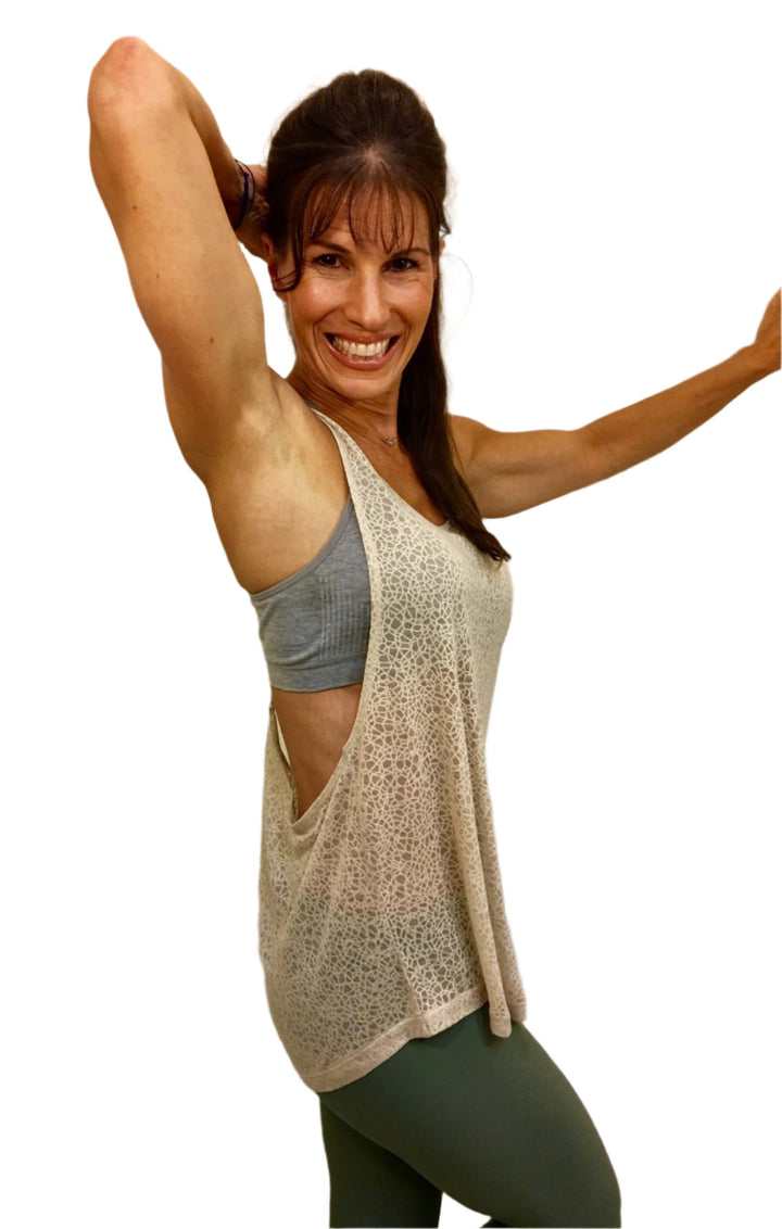 Onzie Flow Mosaic Braid Tank 310 Assorted - Tan - side view